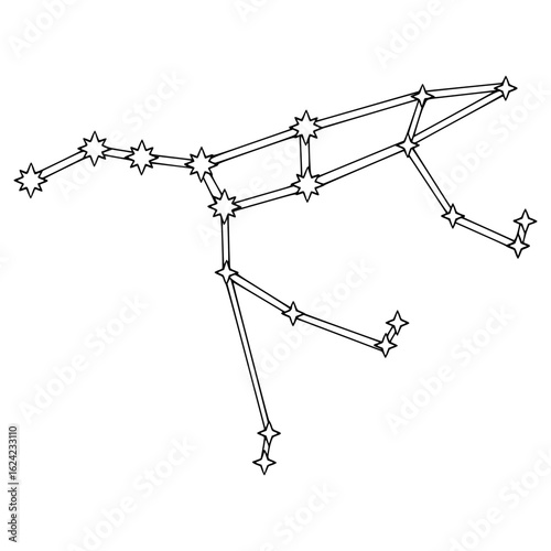 Ursa major constellation illustration hand drawn outline vector