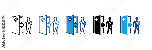 Outpatient icon set multiple style collection