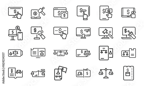 Bundle Icon Of Online Auction Payment 