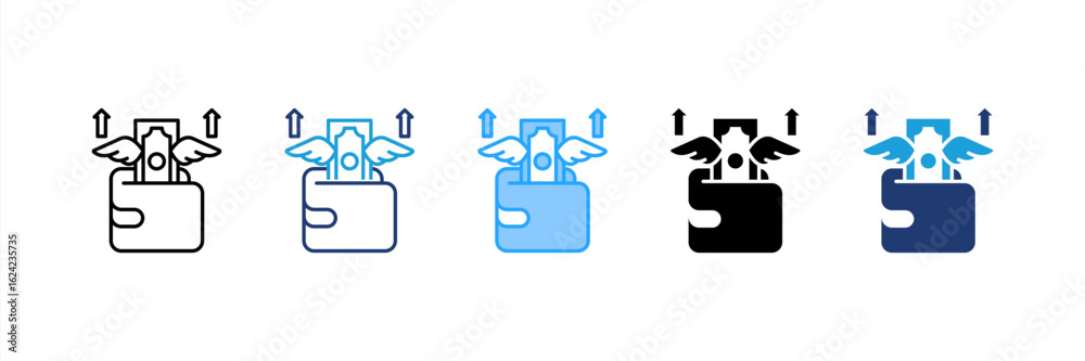 Obraz premium Spending Money icon set multiple style collection