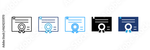 Certificate icon set multiple style collection