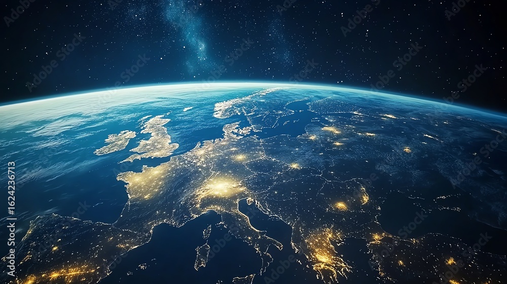 Obraz premium A breathtaking view of Planet Earth at night as seen
