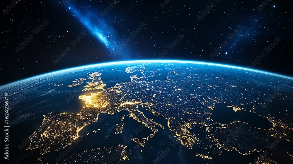 Fototapeta premium A breathtaking view of Planet Earth at night as seen