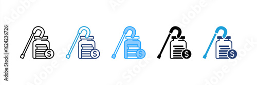 Pension icon set multiple style collection