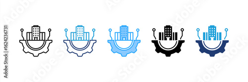 Infrastructure icon set multiple style collection