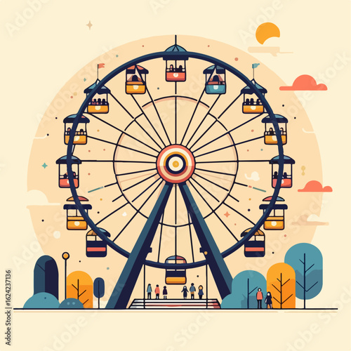 vector illustration of Ferris wheel
