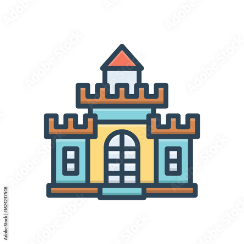 Color illustration icon for castle