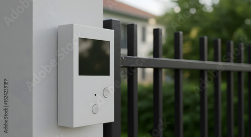 Modern White Intercom System Mounted on a Pillar video intercom
