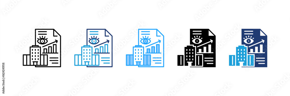 Fototapeta premium Company Vision icon set multiple style collection