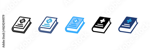 Medical Book icon set multiple style collection