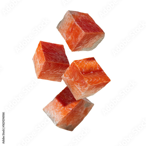 Wallpaper Mural Four cubed, vibrant orange-red food items, appearing to levitate.  Visually appealing, with a slightly frosty, textured surface Torontodigital.ca