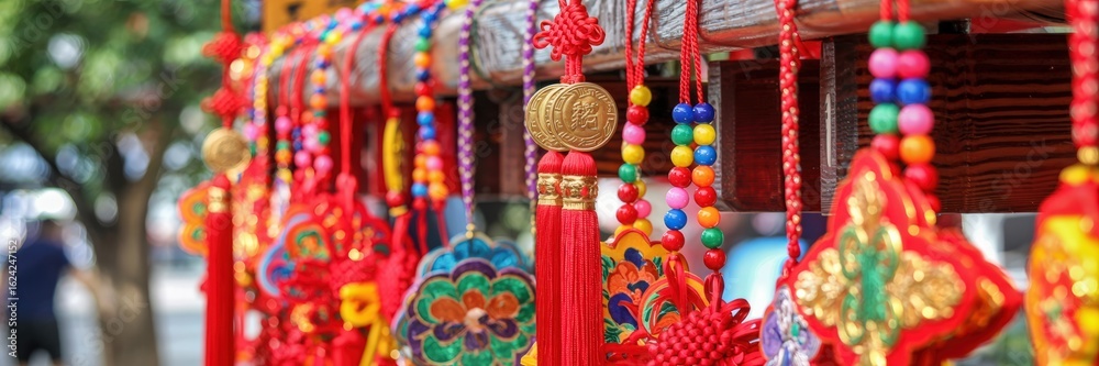 Fototapeta premium Colorful Asian festival decorations and traditional cultural ornaments