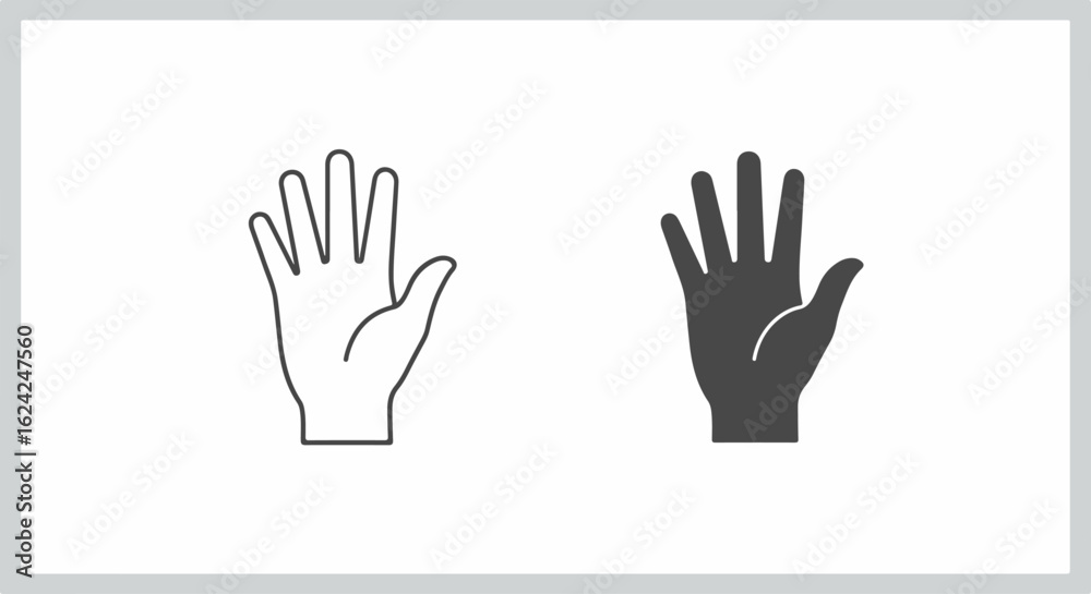 Fototapeta premium Vector Illustrations of Hand Gestures: Outline and Solid Black Silhouettes