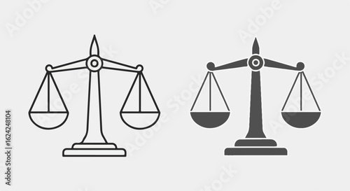 Two Scales of Justice: Outline and Solid Fill Icon Set
