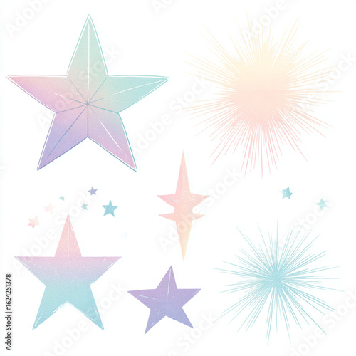 gradient watercolor stars clip art set
