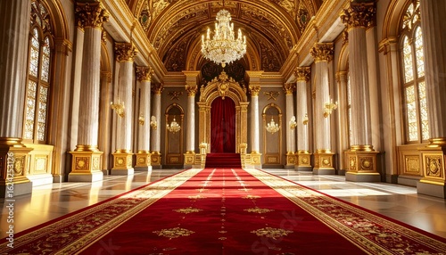 Majestic Royal Throne Room with Grand Chandelier