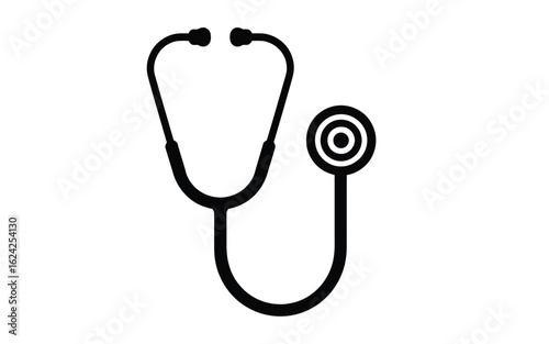 Simple black and white icon of a medical stethoscope