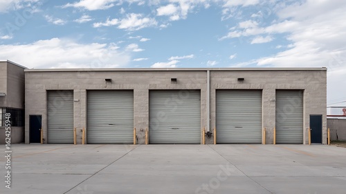 Wallpaper Mural Commercial Building with Garage Doors Under Cloudy Sky Torontodigital.ca