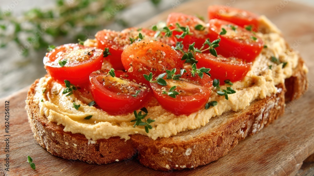 Toast with hummus and tomatoes Toast with hummus and tomatoes