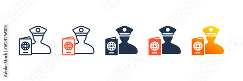 Passport Control icon set multiple style collection