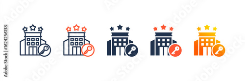 Hotel Booking icon set multiple style collection