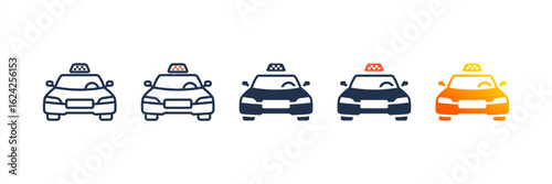Taxi icon set multiple style collection