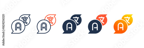 Translator icon set multiple style collection