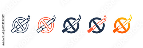 No Smoking icon set multiple style collection