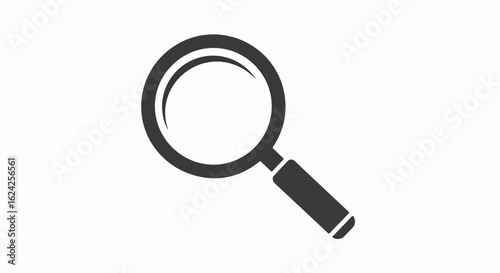 Simple Black Magnifying Glass Icon with Rounded Handle