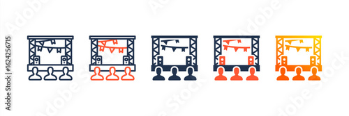 Festival icon set multiple style collection