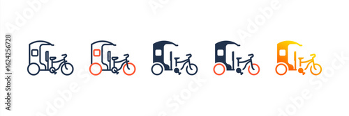 Local Transportation icon set multiple style collection