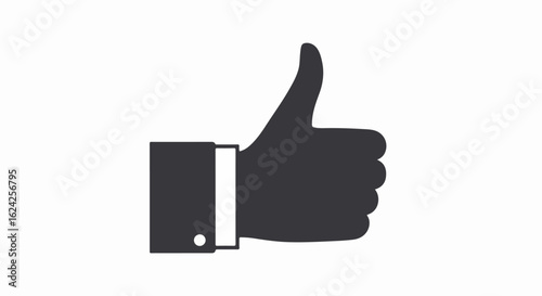 Dark Gray Flat Icon of a Hand Giving a Thumbs-Up Gesture with Sleeve and Cuff