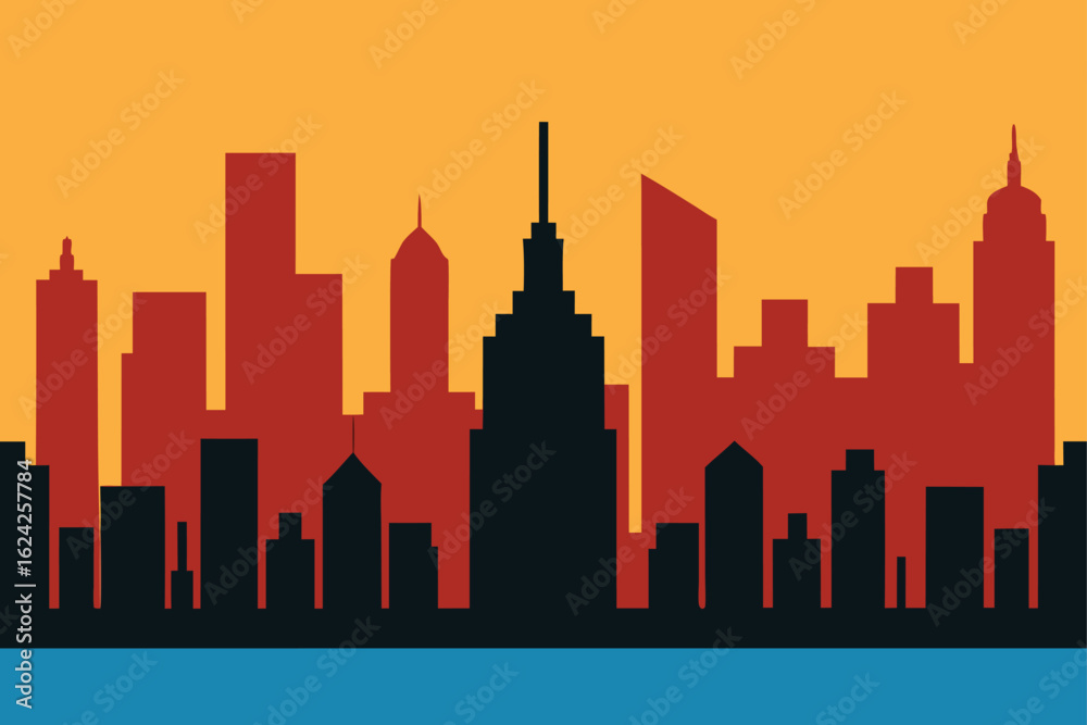 Fototapeta premium panorama city skyline for web banners (1).eps