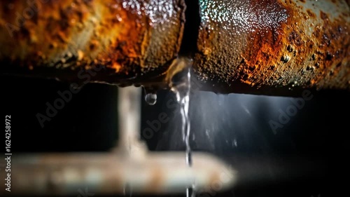 Leaking Rusty Pipe: Water Damage and Deterioration
