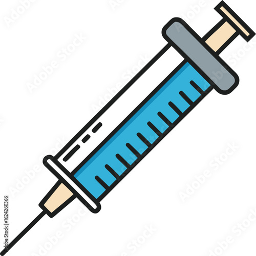 medical syringe vaccine line art clean white background