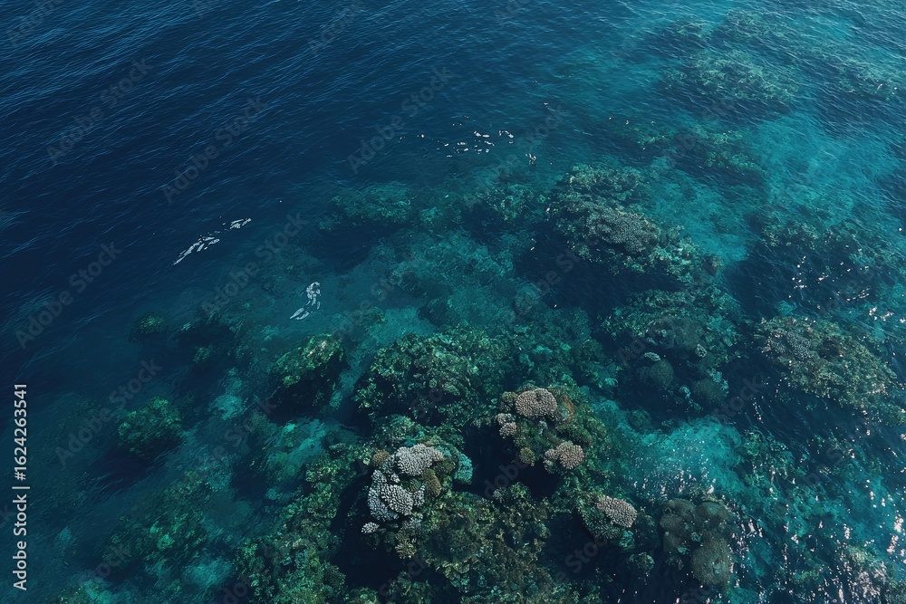 Fototapeta premium Ocean's coral reef, overhead view