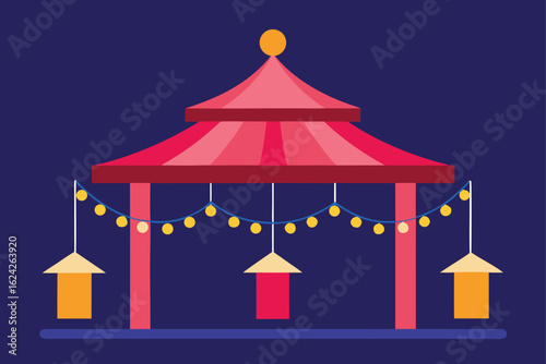 pavilion during festival with hanging lights   (1).eps