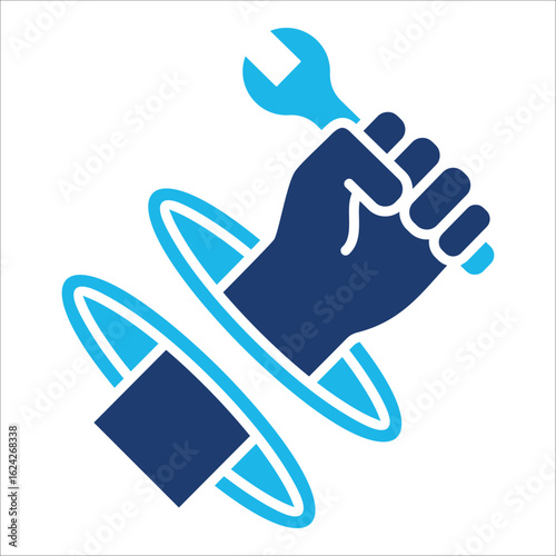 Portal Icon In Blue Monochrome Flat Design, Vector Illustration