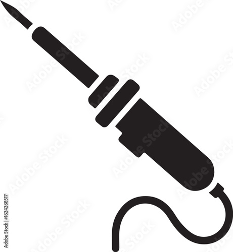 Black and White Soldering Iron Icon for Electronics and DIY Projects Vector Illustration Simple Tool for Repair and Hobby Work