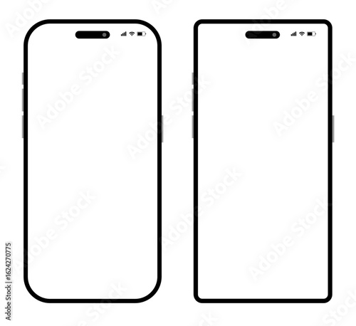 画面をはめ込めるスマホのフレームセット（モックアップ UIデザイン プレゼン用 ベクター）