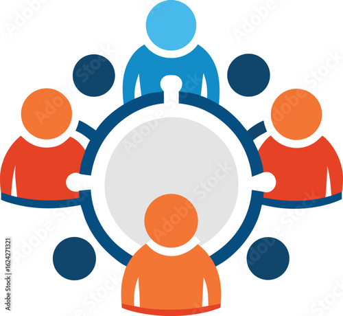 team discussion roundtable icon clean white background