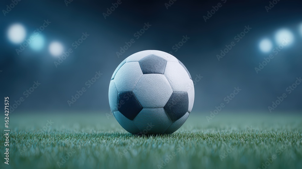 Naklejka premium Soccer Ball on Field - Football Game, Sport Event, Stadium