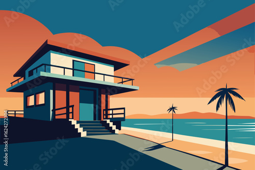property for sale sign in front of beach house  .eps