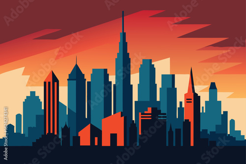 real estate flyer with city skyline  .eps