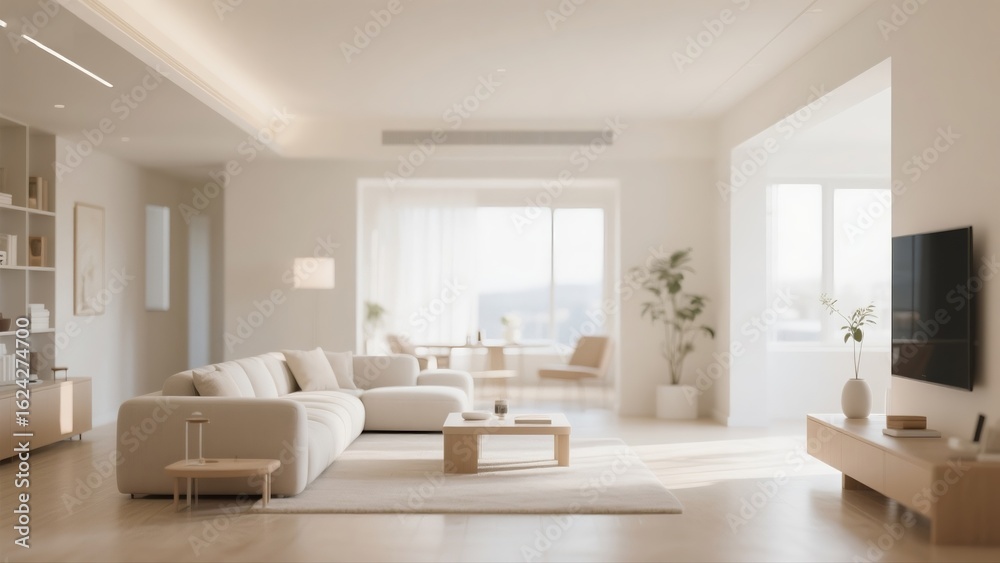 Fototapeta premium Modern Minimalist Living Room Scene