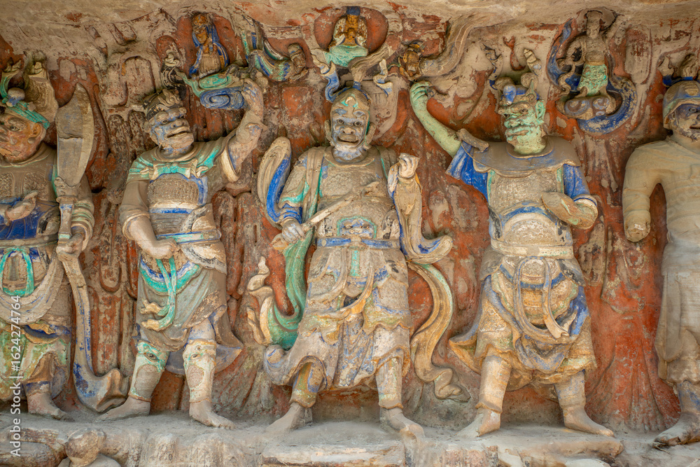 Fototapeta premium Ancient Stone Carvings of Warriors