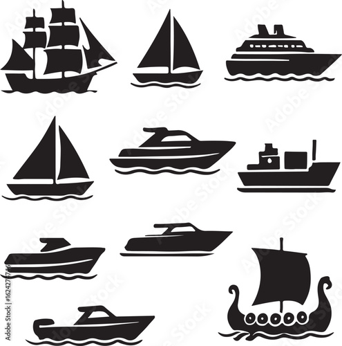 Modern ship silhouette icon for nautical and transportation themes