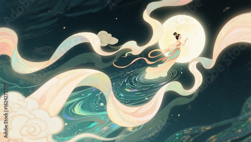 Chang'e Flying to the Moon - Themed Illustration