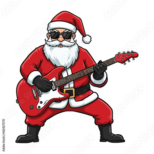 Rock and Roll Santa Claus Playing Electric Guitar