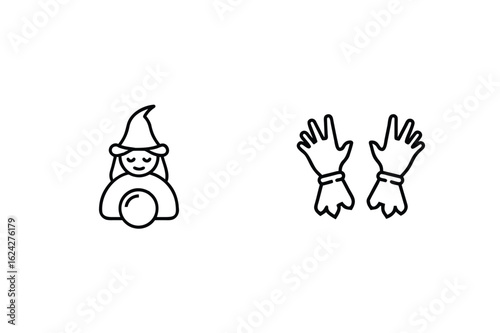 Fortune teller and gloves crystal ball witch hat